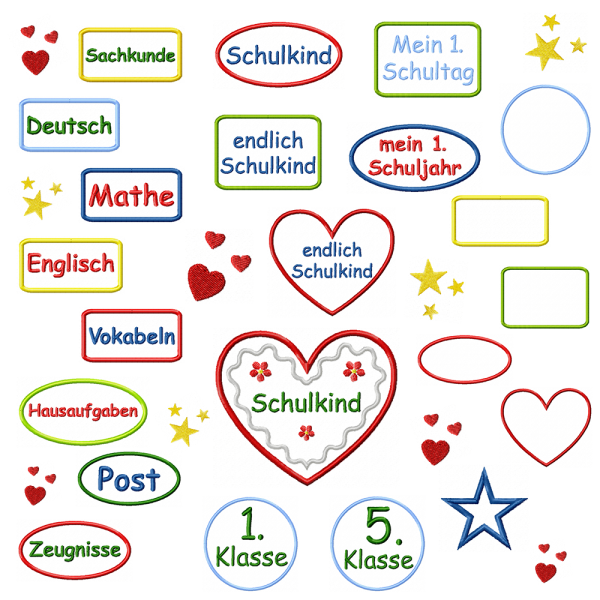 Buttons für die Schule Einschulung - Stickdatei